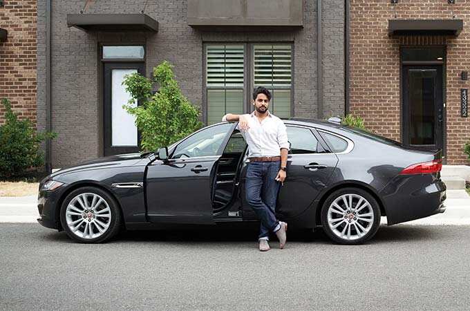 Aakash Trivedi with his Jaguar XF.
