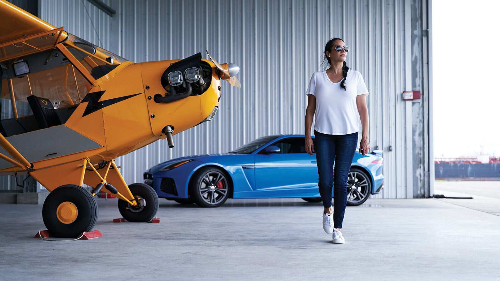 Sharon Chapman in her hangar